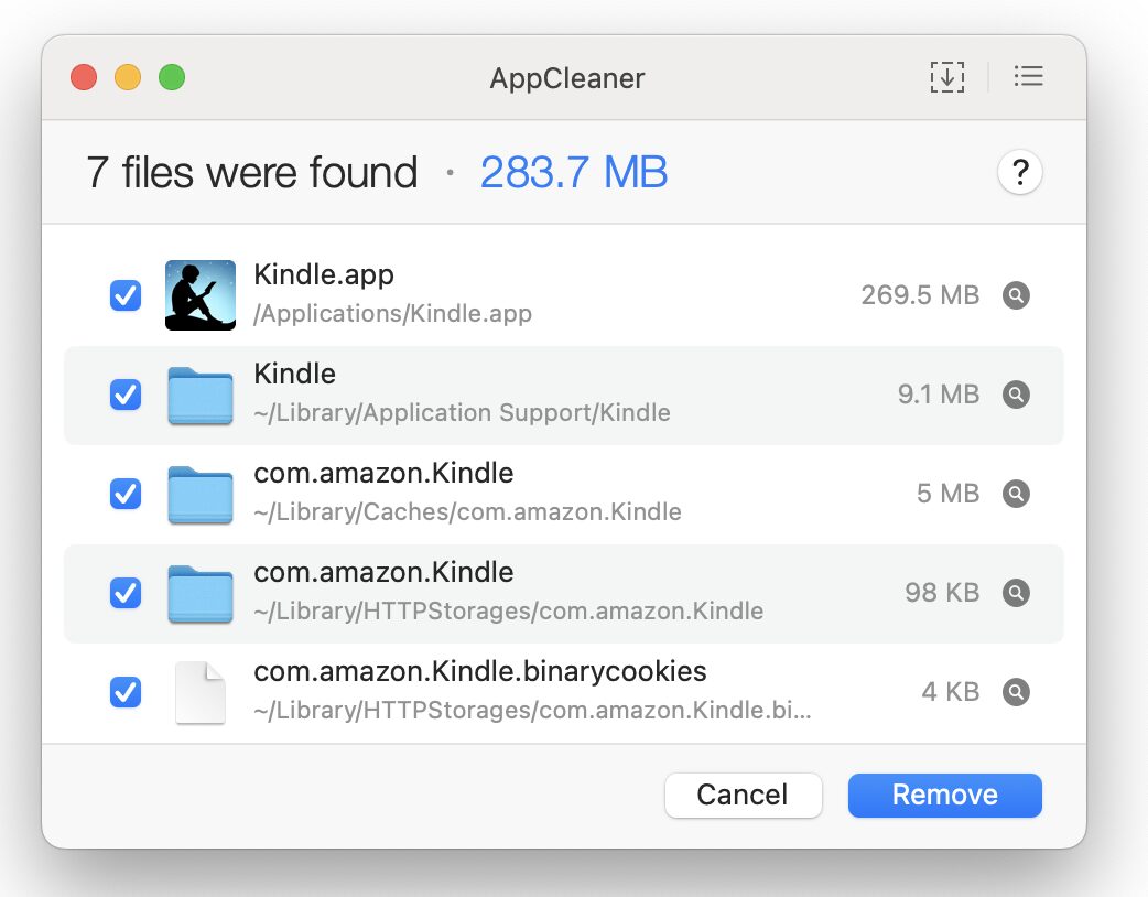 AppCleanerが関連ファイルを洗い出してくれる