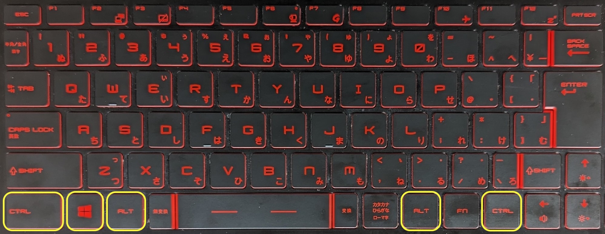 「CTRL」「Windows」「ALT」「ALT」「CTRL」